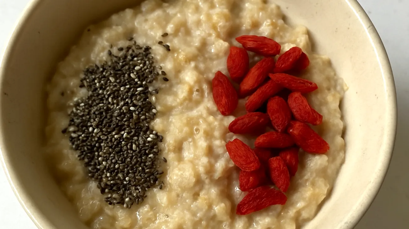 Porridge di avena con semi di chia e bacche di goji"