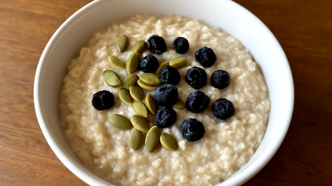 Porridge di avena con semi di zucca e mirtilli disidratati"